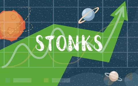 Stonks vector flat banner design. Bad financial decisions, unprofessional Stock Illustration