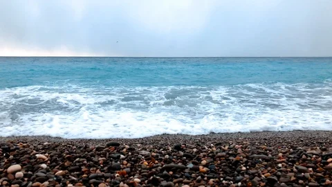 Stony beach on a cloudy day Stock Footage 90554494