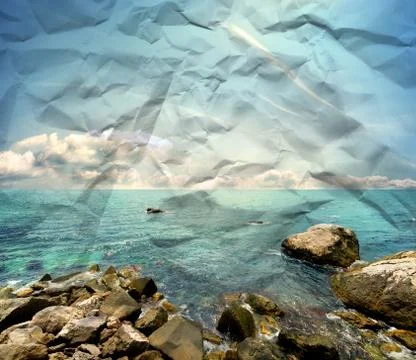 Stony beach on paper texture Illustrazione stock
