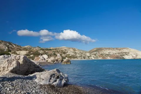 Stony beach with rocks Stock Photos