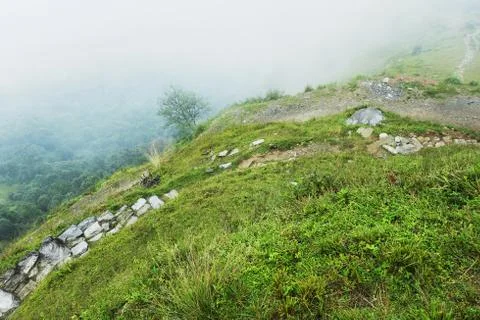 Stony footpath down the hill Stock Photos