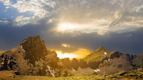 Stony mountain chain at the sunset Vídeos de archivo 239742764
