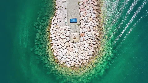 Stony Pier In The Sea Stock Footage 134574845