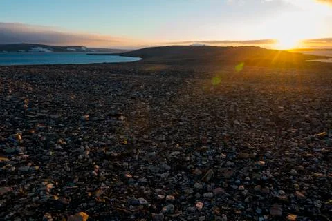 Stony plateau at sunset Stock Photos