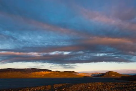 Stony plateau at sunset Stock Photos