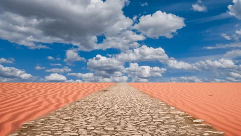 Stony road in a sand Stock Footage 281657027