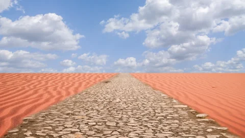 Stony road in a sand time lapse scene Stock Footage 276167749