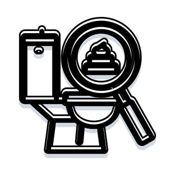 Stool analysis with magnifying glass over toilet Illustrazione stock