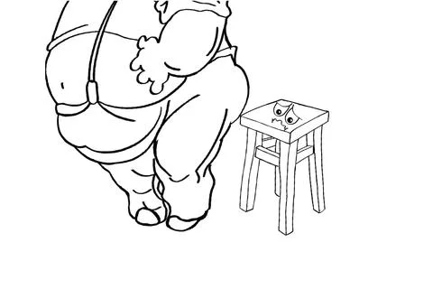 Stool, chair and man Stock Illustration