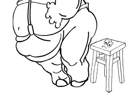 Stool, chair and man Stock Illustration