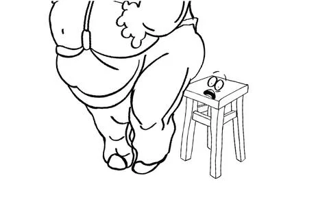 Stool, chair and man Stock Illustration