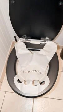Stool collection facilitator device paper sleeve for the toilet seat for te.. Stock Photos