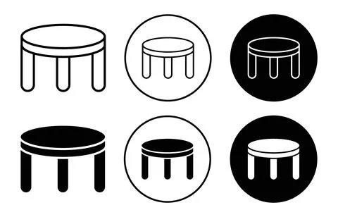 Stool icon collection of outline thin line symbol or sign Stock Illustration