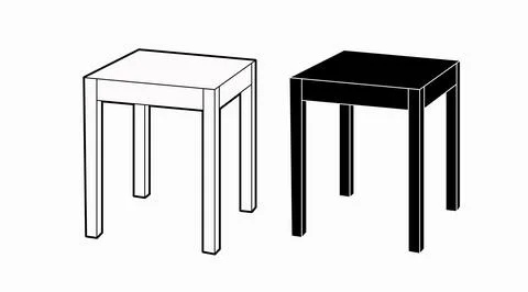 Stool or Table Set in black and white. Stock Illustration