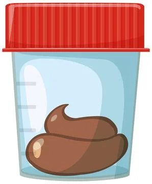 Stool Sample Container with Red Lid Vector Illustration Stock Illustration