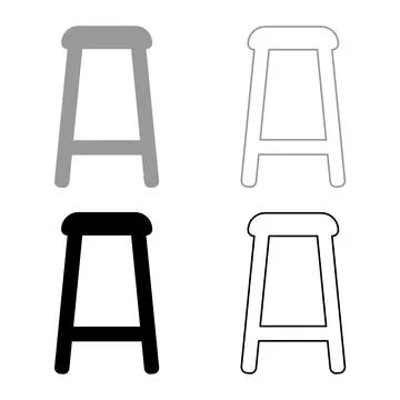 Stool set icon grey black color vector illustration image solid fill outline  Illustrazione stock