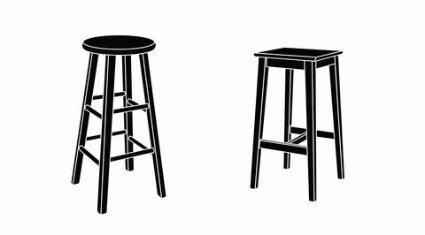 Stool Set. Vector isolated editable set of stools Illustrazione stock