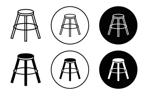 Stool simple icon collection set on white background color Illustrazione stock