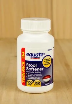 Stool softener bottle. 스톡 사진
