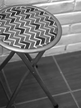 STOOL WITH ZIG ZAG PATTERN LEATHER Stock Photos