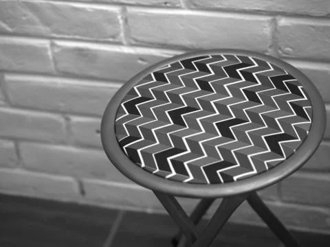 STOOL WITH ZIG ZAG PATTERN LEATHER Stock Photos