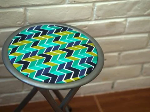 STOOL WITH ZIG ZAG PATTERN LEATHER Stock Photos