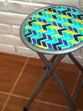 STOOL WITH ZIG ZAG PATTERN LEATHER Stock Photos