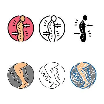 Stooped posture osteoporosis symptom minimal color icon vector Stock Illustration
