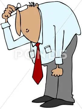 Stooping man with a question Stock Illustration