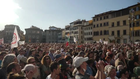 Stop 5g, protest against 5g technology in Italy. No vax, anti vaccination protes Stock Footage 136612189