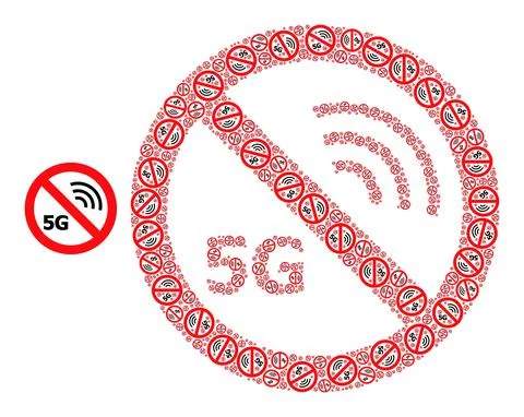 Stop 5G Recursion Collage of Stop 5G Icons Stock Illustration