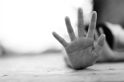Stop abusing boy violence. child bondage in angle image blur , Human Rights D Stock Photos