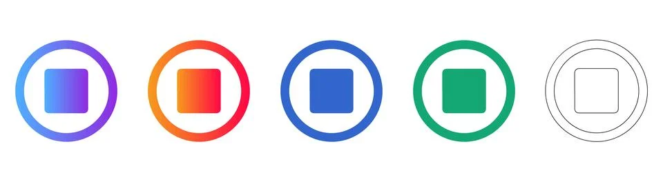 Stop Action Circle Icons Set Illustrazione stock