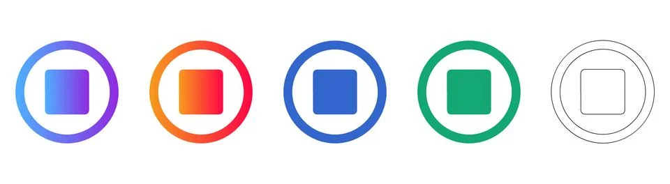 Stop Action Control Button Icon Set Stock Illustration