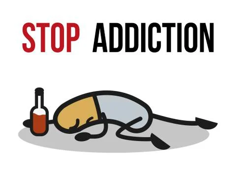 Stop addiction, Alcohol, Conceptual vector illustration. Stock Illustration