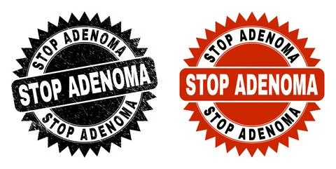 STOP ADENOMA Black Rosette Stamp Seal with Rubber Style Ilustración de archivo