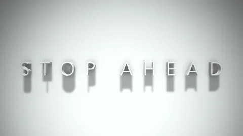 Stop ahead 3D title animation with shadows on a white background Stock Footage 297512080