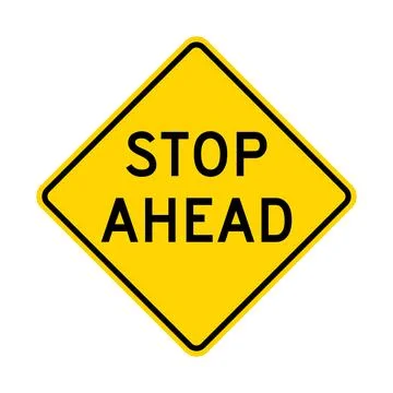 Stop ahead warning road sign Stock Illustration