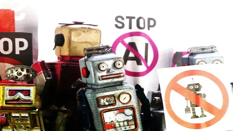 Stop AI bots spin Stock Footage 334525240