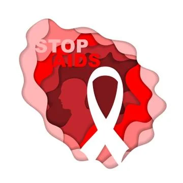 Stop AIDS cut paper background Stock Illustration