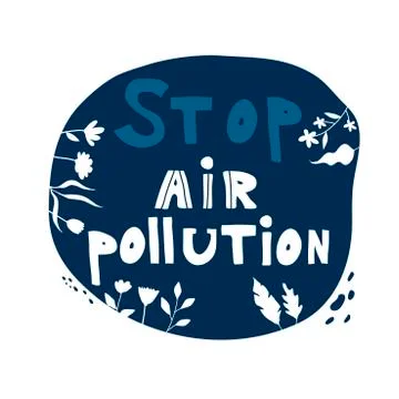 Stop Air Pollution Circle with White Flowers Growing from Shape Side Vector C Stock Illustration
