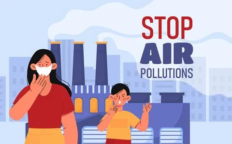 Stop air pollution vector poster 스톡 일러스트