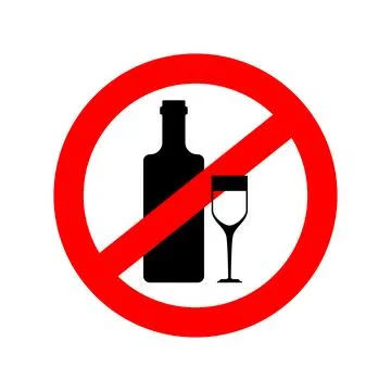 Stop alcohol. Red prohibition road sign. No liquor Stock Illustration