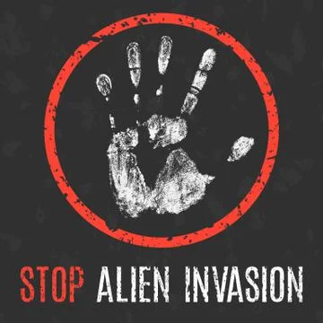Stop alien invasion Stock Illustration