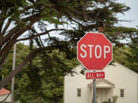 Stop all ways modified to say stop all war sign Stock Photos