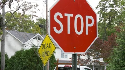 Stop and dead end signs Stock Footage 142037270