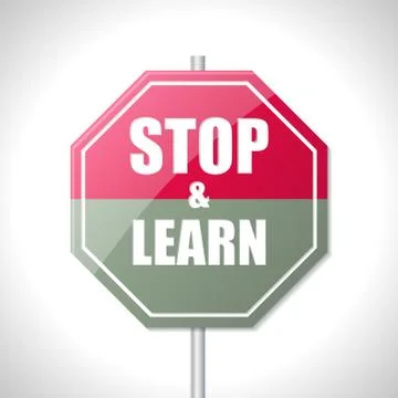 Stop and learn bicolor traffic sign Stock Illustration