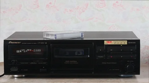 Stop and rewind audio cassettes on the music console Stock Footage 88948673