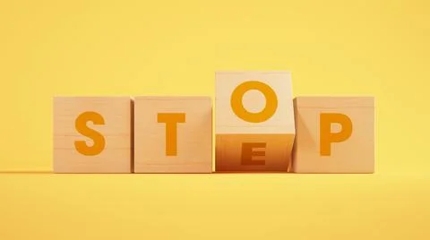 Stop and step cube 3d rendering Stock Illustration