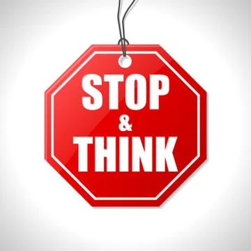 Stop and think label Stock Illustration